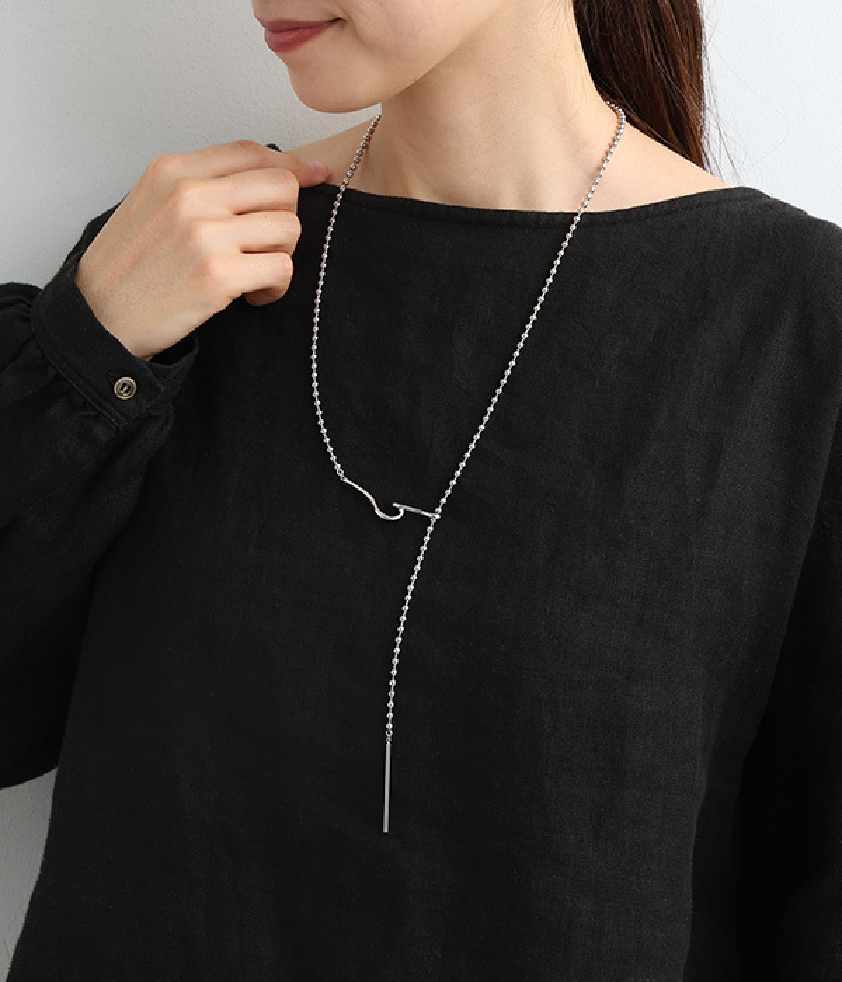 bow tie ballchain ネックレス(シルバー-ONESIZE)