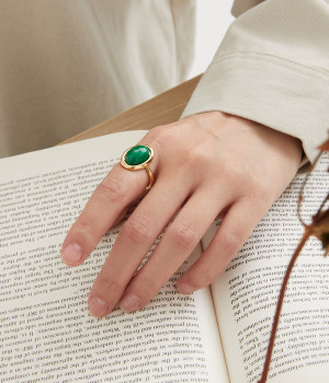 natural stone　リング(green african turquoise/ゴールド-ONESIZE)