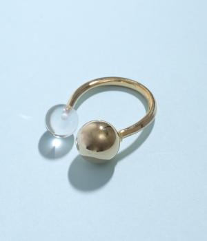 カーブニュアンスナチュラルストーンリング(ゴールド×水晶-1)