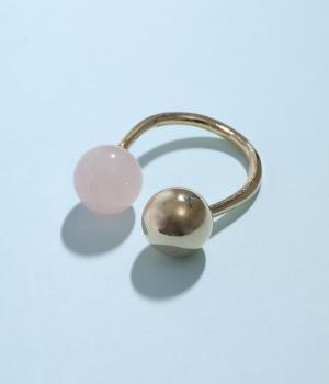 カーブニュアンスナチュラルストーンリング(ゴールド×ローズクォーツ-1)