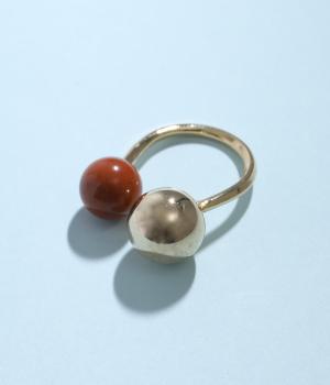 カーブニュアンスナチュラルストーンリング(ゴールド×レッドジャスパ-1)