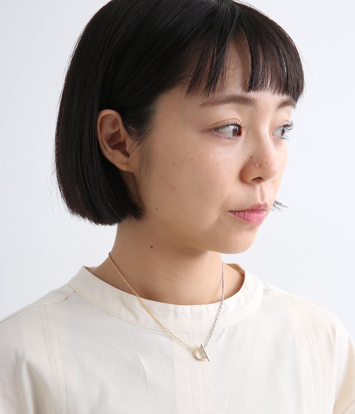 バイカラーマンテルネックレス(ゴールドシルバー-F)