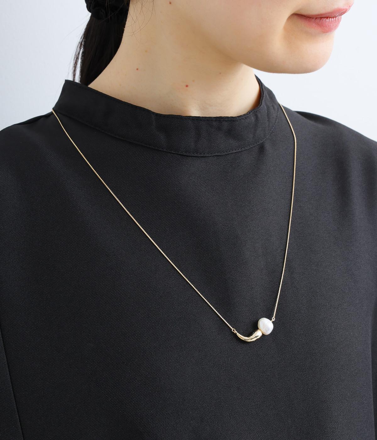 淡水パールロングネックレス(ゴールド-F)