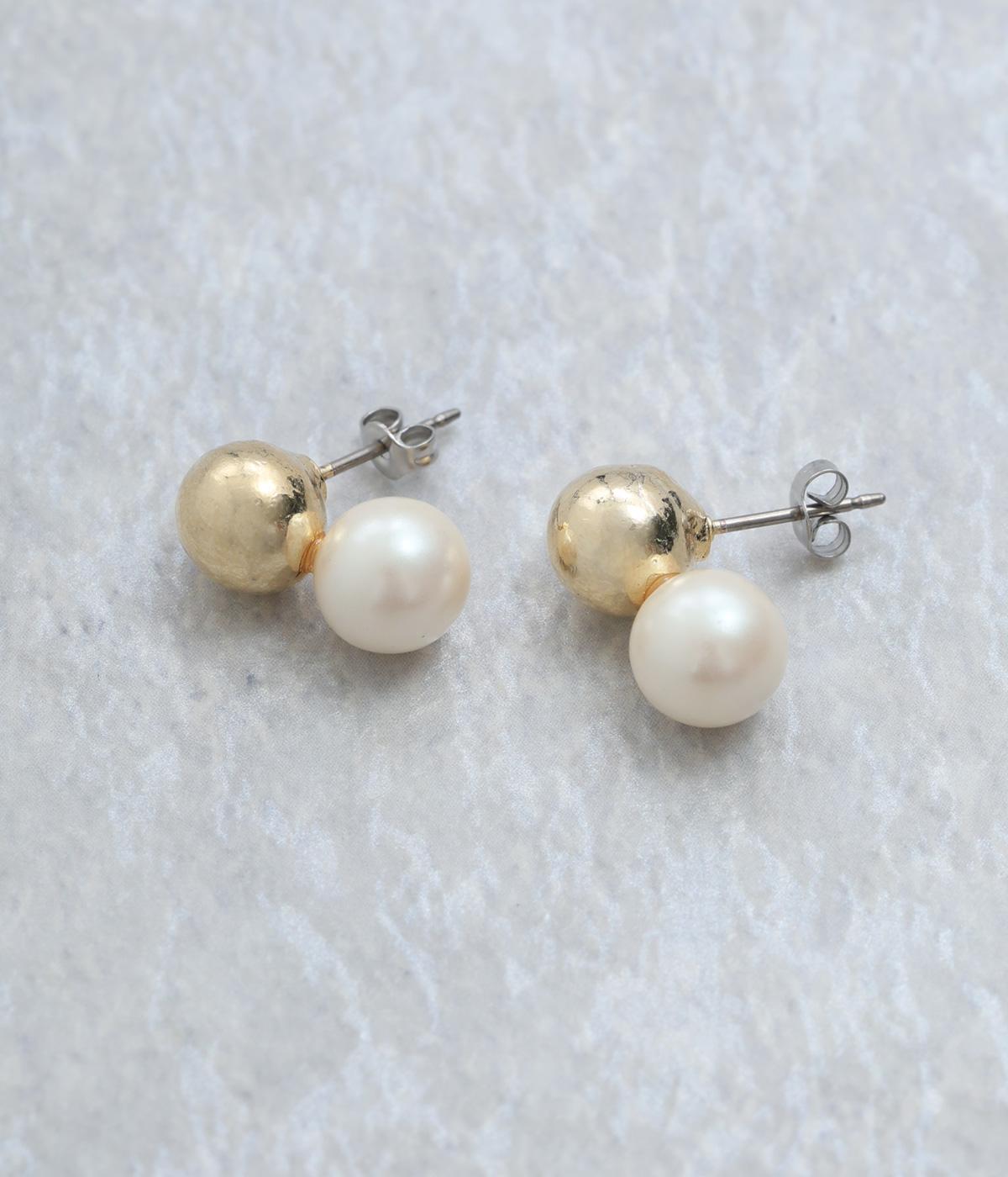 シンプルパールピアス(ゴールド-F)