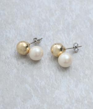 シンプルパールピアス(ゴールド-F)