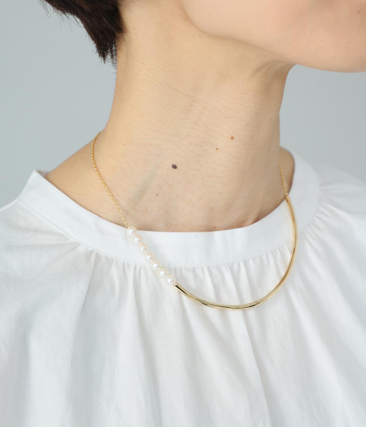 サイドパール　チョーカーネックレス(ゴールド-F)