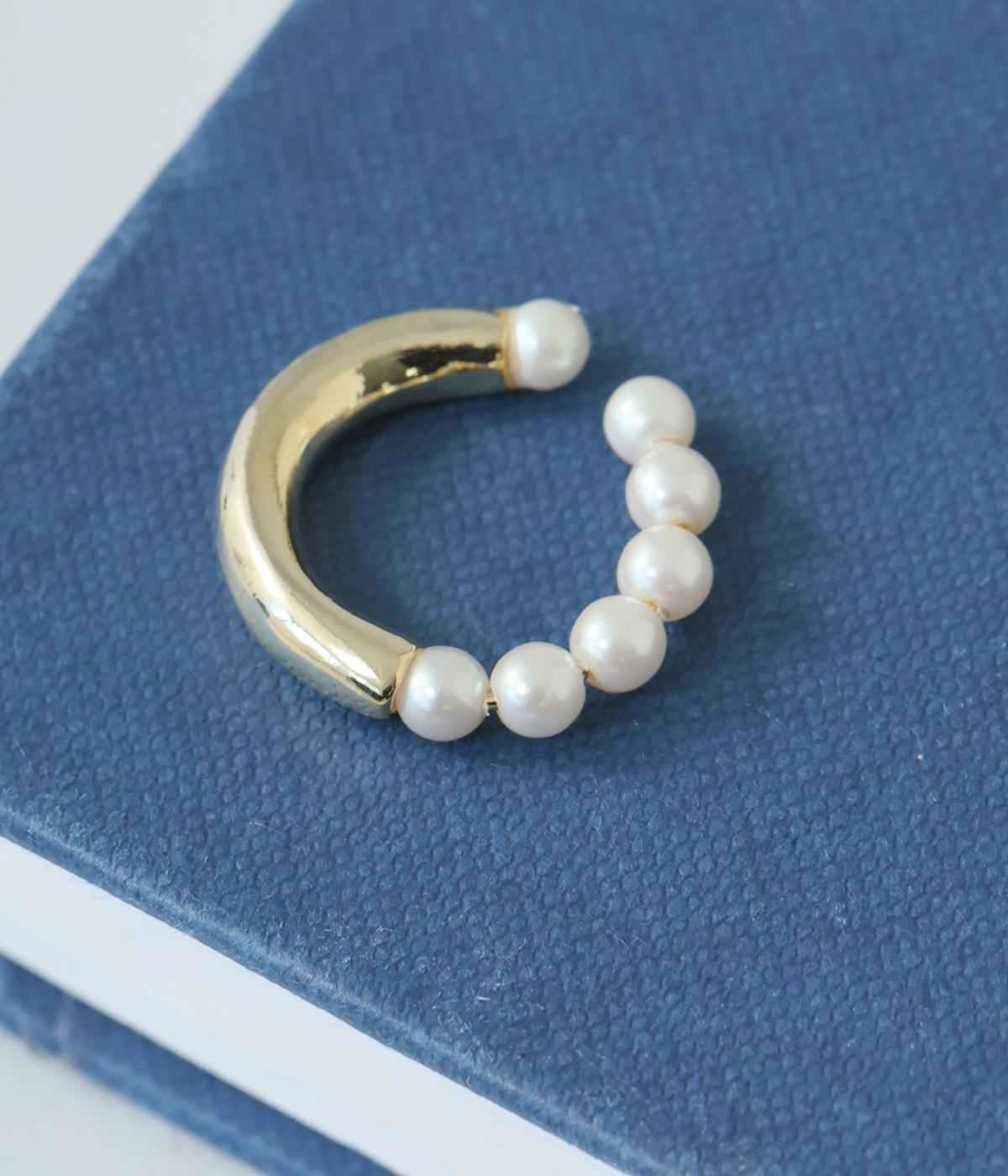 ハーフパール　イヤーカフ(ゴールド-F)