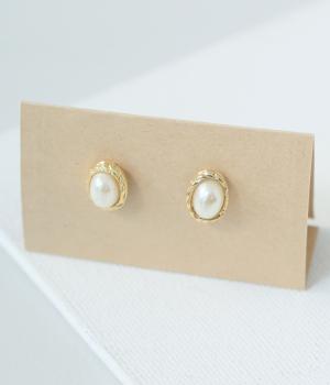 パールラウンドエッジ　ピアス(ゴールド-F)