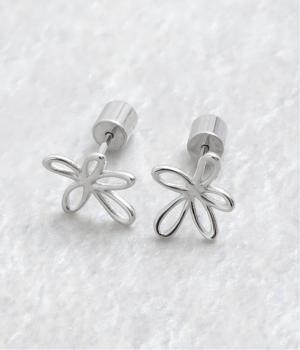 ステンレスミニフラワーピアス(シルバー-F)