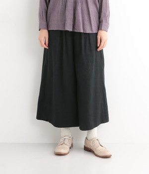 リネン100％起毛　タックワイドパンツ