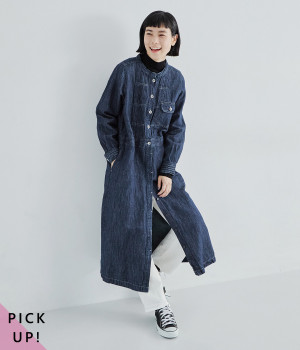 インディゴデニム　ピンタック使いステッチジージャンワンピース(インディゴデニム-ONESIZE)