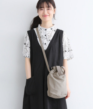 コットンキャンバス　トートバッグ(グレージュ-ONESIZE)