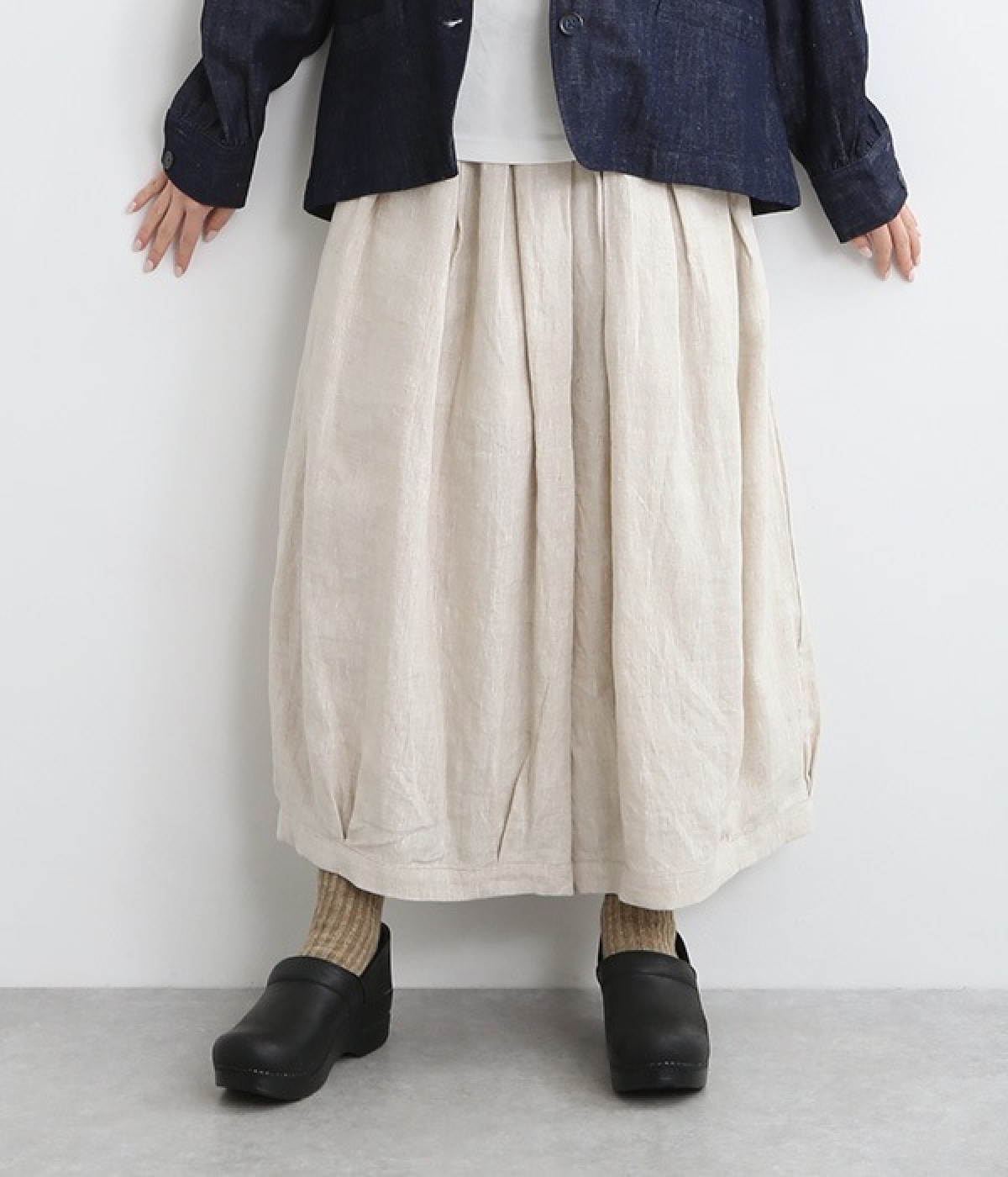 ウエストギャザーボリュームパンツ(ナチュラル-ONESIZE)