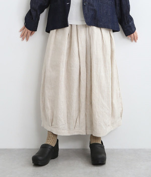 ウエストギャザーボリュームパンツ(ナチュラル-ONESIZE)