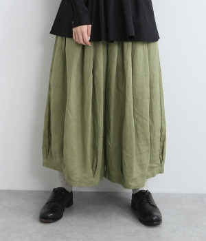 ウエストギャザーボリュームパンツ(ライトグリーン-ONESIZE)