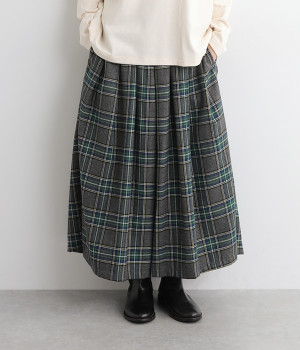 チェック起毛 キュロットパンツ(グリーンチェック-ONESIZE)