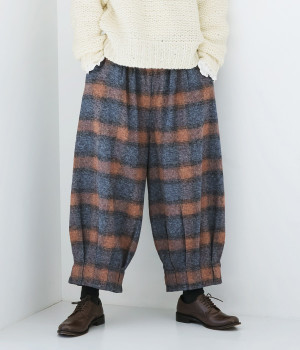 三つ杢ツイードクロモア ピエロパンツ(ワインオンブレ-ONESIZE)