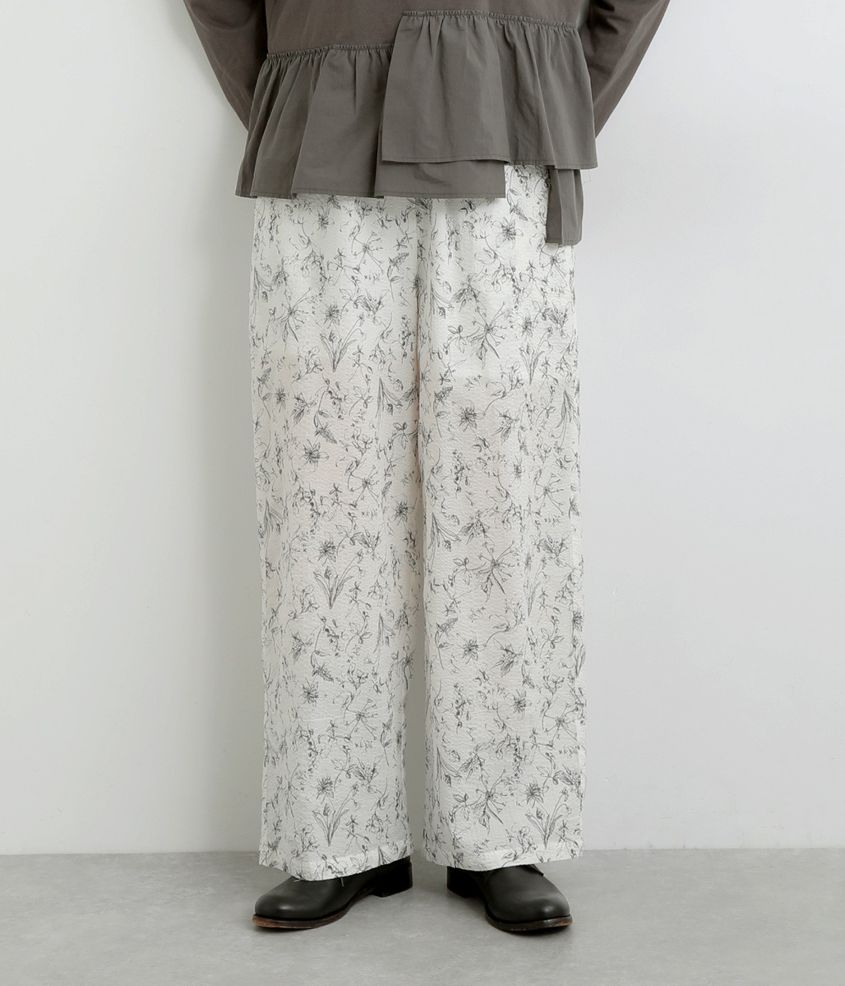 コットンミラクルウェーブ　ワイドシルエットパンツ(オフプリント-ONESIZE)