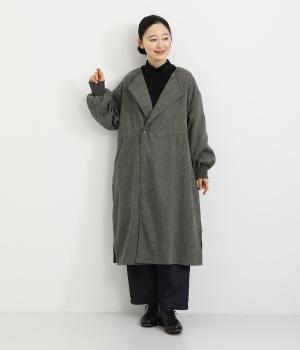 ヘリンボーン起毛内スピンドル付袖口リブ総裏ひとつ釦ジャケット(グレー-F)