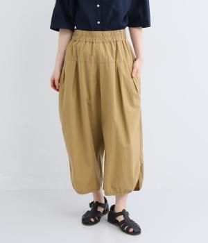 近江晒　前後2タック裾スリットボールパンツ(ベージュ-F)