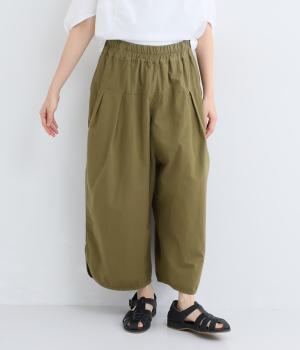 近江晒　前後2タック裾スリットボールパンツ(オリーブ-F)