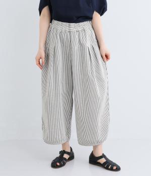ヒッコリーデニム前後2タック裾スリットボールパンツ(ストライプ-F)