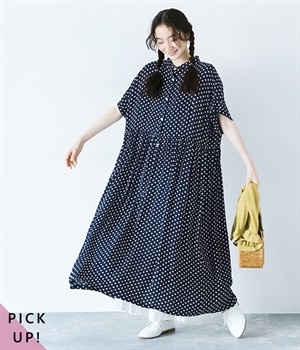 一部別注｜ウエストギャザー　かぶり半袖ワンピース