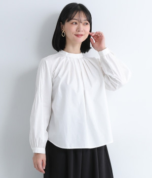 コットンブロードスタンドネックプルオーバー（ホワイト・ONESIZE）