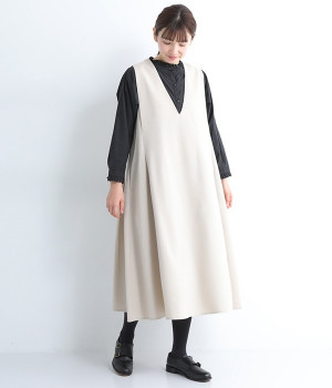 メランジオックスVネックジャンパースカート（ナチュラル・ONESIZE）