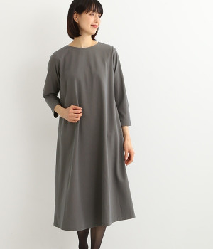 ストレッチギャバジン　ボックスタックドレス（グレー・ONESIZE）