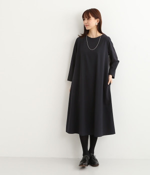 ストレッチギャバジン　ボックスタックドレス（ネイビー・ONESIZE）