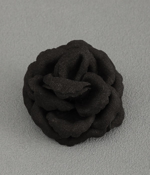 リネンコサージュ　ローズ(ブラック-ONESIZE)