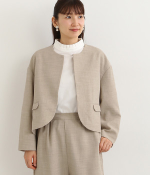 イージーケア　クレープクルーネックジャケット（ナチュラル・ONESIZE）