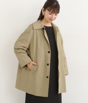コットンナイロンワイドカラーショートコート(ベージュ-ONESIZE)