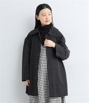 コットンナイロンワイドカラーショートコート(ブラック-ONESIZE)