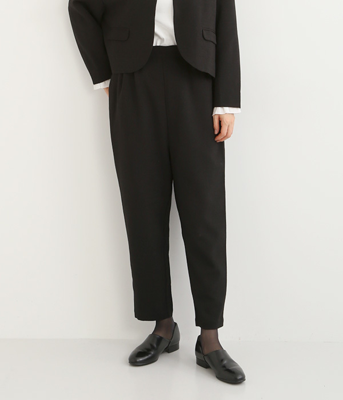 イージーケア　クレープ　イージーパンツ(ブラック-ONESIZE)