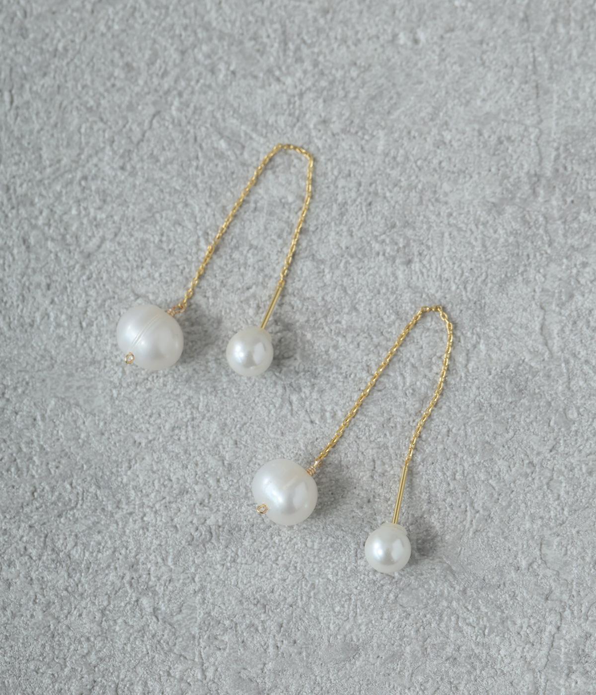 パールダブルチャッチ(ピアス-F)