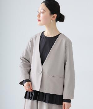 トロピカルVネックジャケット(ベージュ-F)