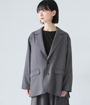 ツイルストレッチテーラードジャケット(チャコール-F)