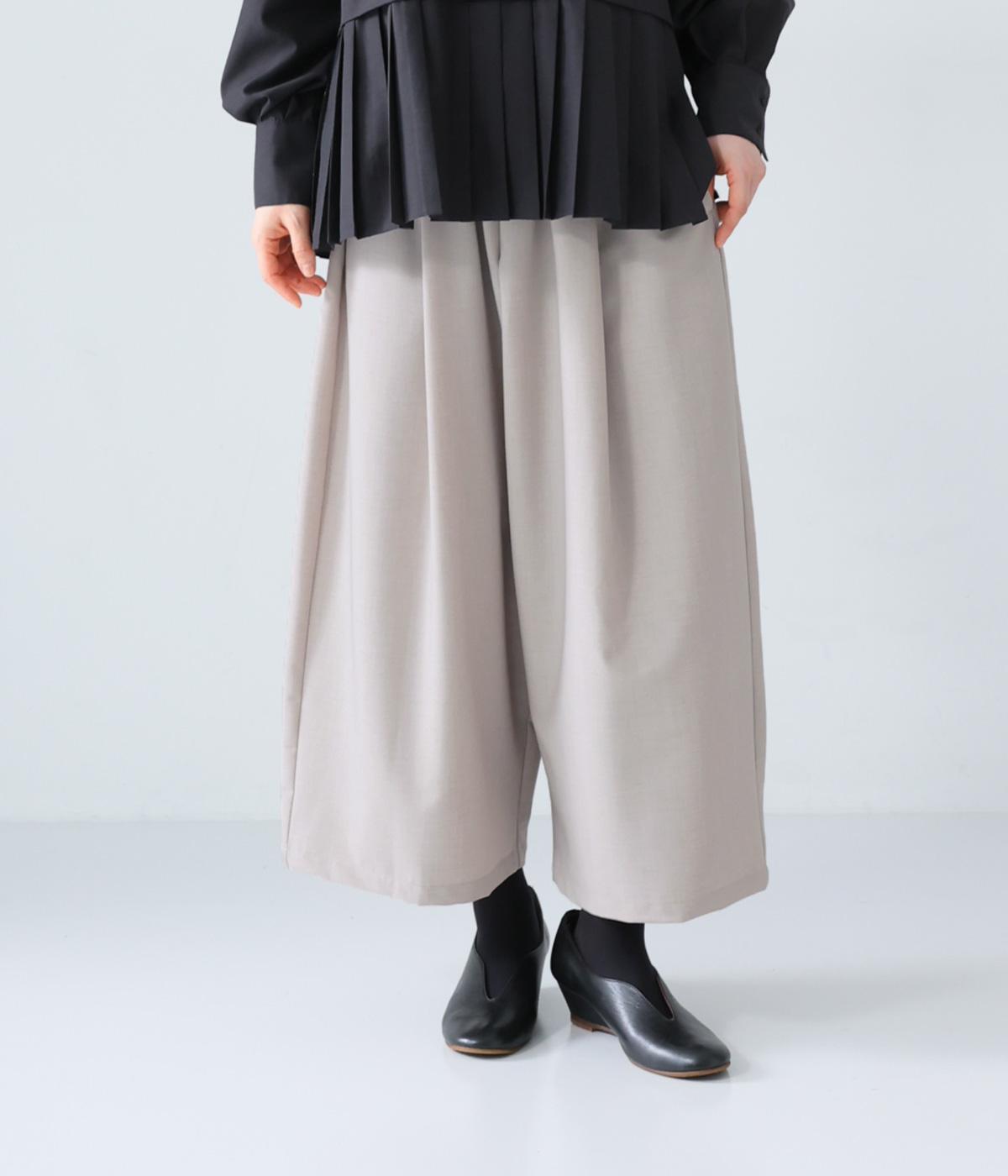 トロピカルタッククロップドワイドイージーパンツ(ベージュ-F)