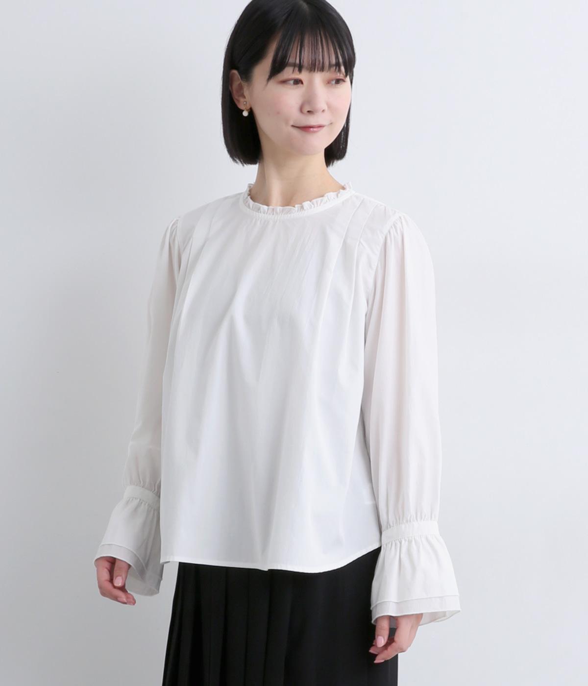 コトンブロードフリルプルオーバー(ホワイト-F)
