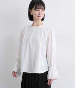 コトンブロードフリルプルオーバー(ホワイト-F)