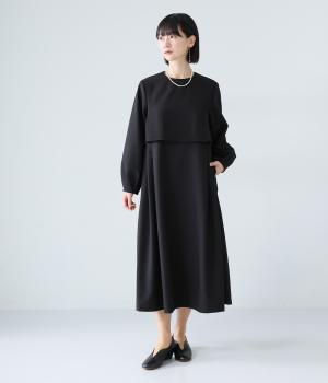 トロピカルフェイクレイヤードドレス(ブラック-F)