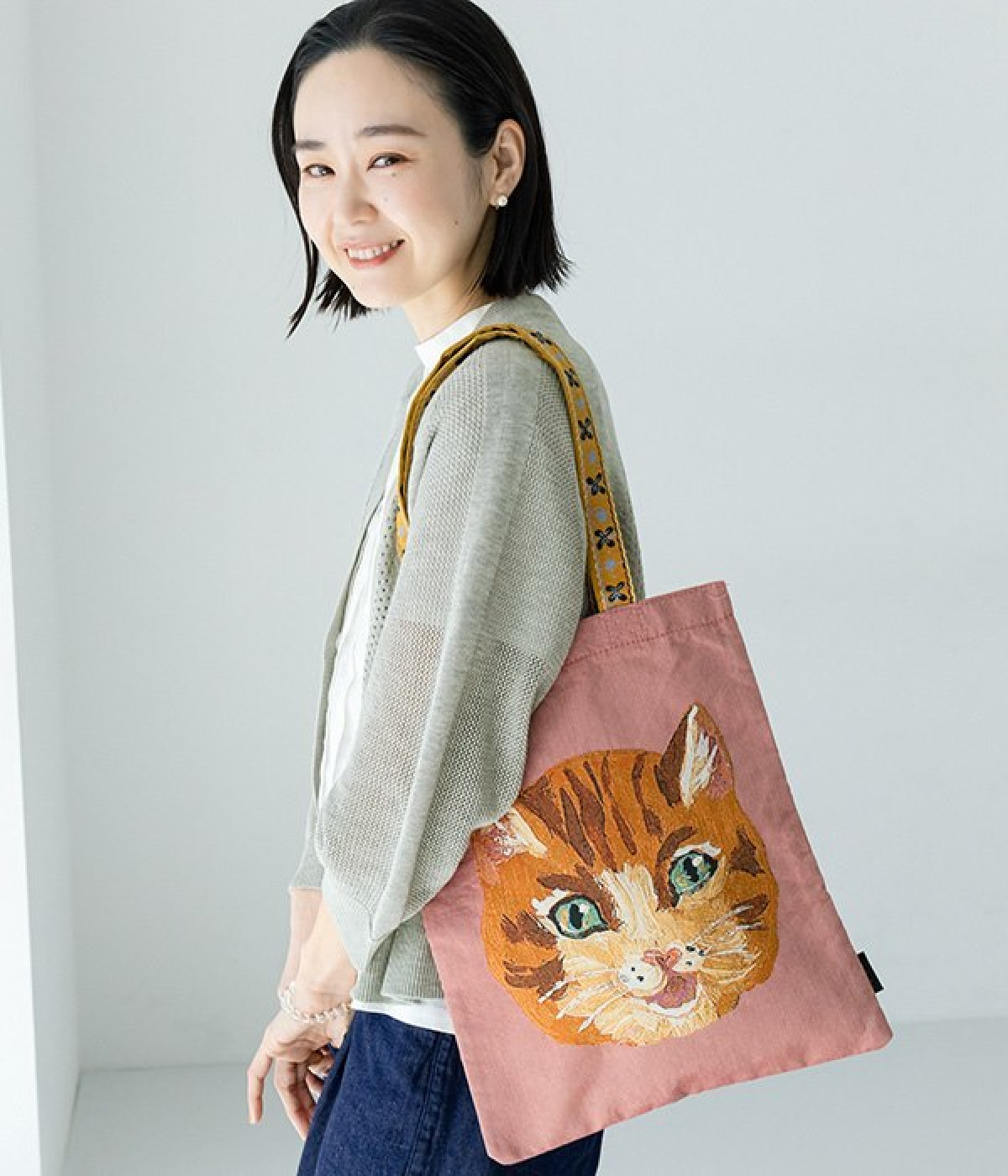 ナタリーレテ　アニマルフェイス　トートバッグ(コキャン　ピンク-ONESIZE)