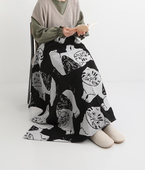 松尾ミユキ　ニット　ブランケット(Actif ブラック-ONESIZE)