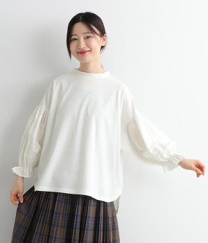 ハーフシルケット天竺フハクバルーンスリーブプルオーバー(オフホワイト-ONESIZE)