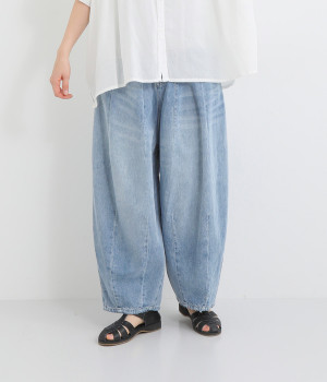 ダメージ加工タックバルーンパンツ(インディゴブルー-ONESIZE)