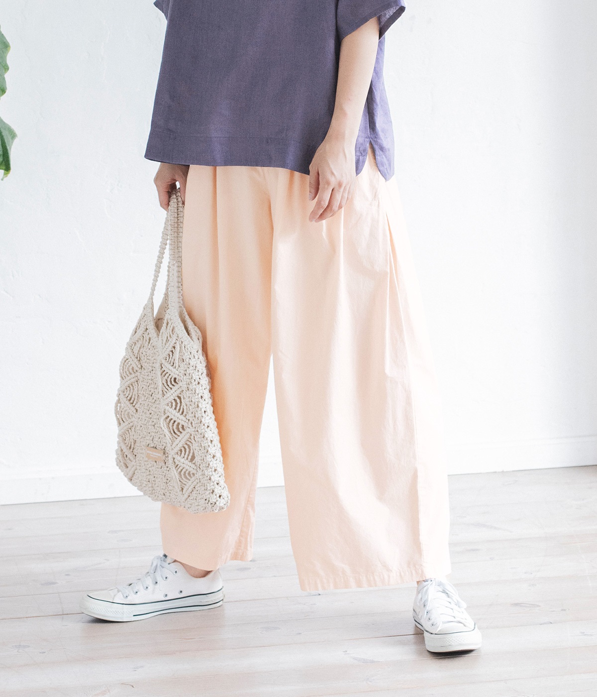 ワッシャーローンサイドタックパンツ(ピンク-ONESIZE)