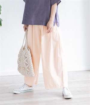 ワッシャーローンサイドタックパンツ(ピンク-ONESIZE)