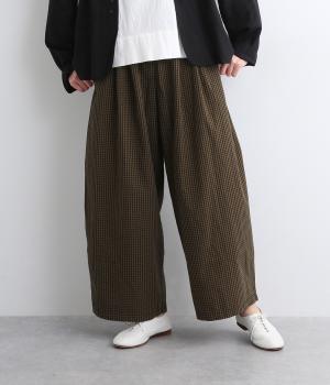ワッシャーローンサイドタックパンツ(ブラウン×ブラック-ONESIZE)